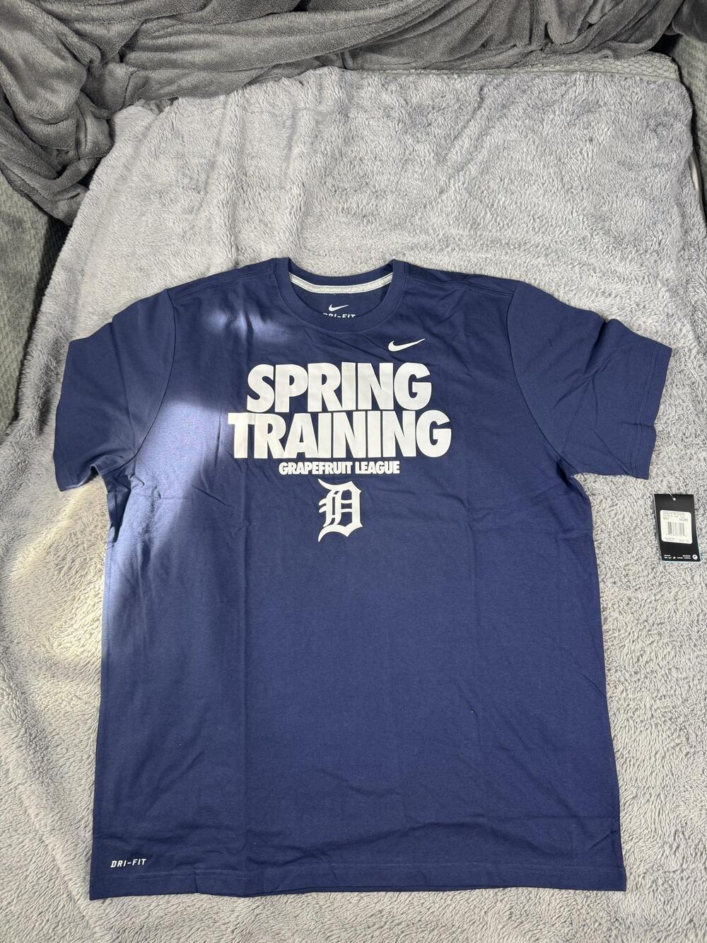 Detroit Tigers Shirt Mens 2XL Blue MLB Baseball Nike Dri Fit Spring Training Tee
